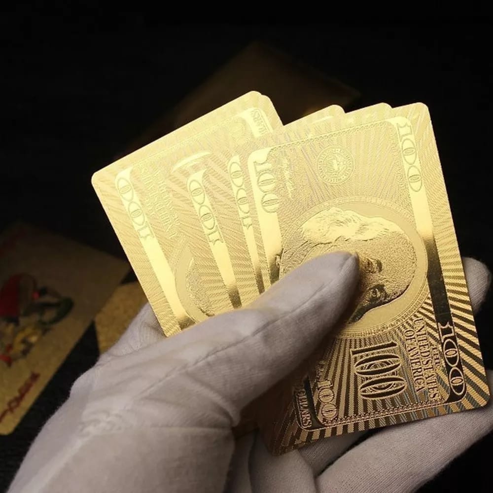 Cartas de baraja bañadas en oro de 24K