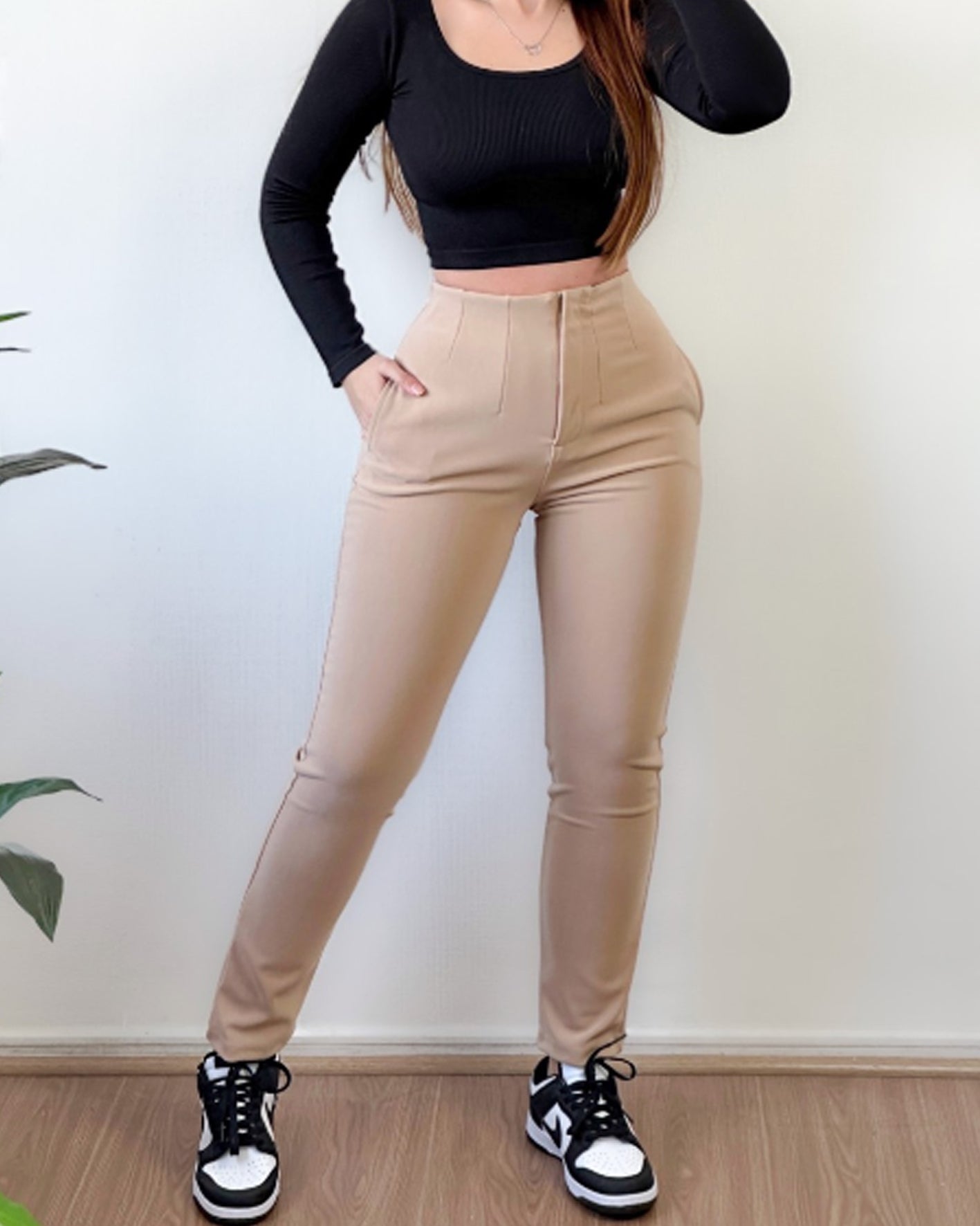 Pantalones con bolsillo en la cabeza sin cintura